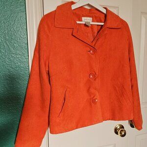 Studio Works womens size 10 short blazer orange faux suede